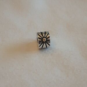 Pandora Two toned Sunburst charm in Silver with 14k accent